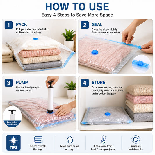 Vacuum Storage Bags 20-Pack with Hand Pump
