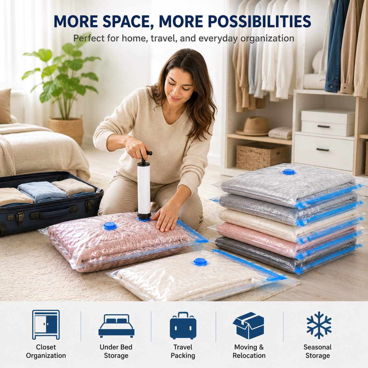Vacuum Storage Bags with Hand Pump – 20 Pack Space Saver Storage Set